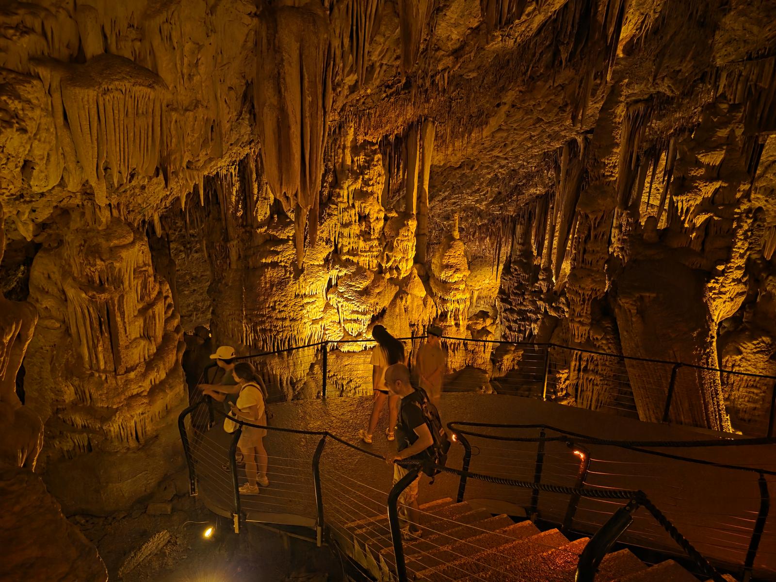 Family on the walkway in Soreq Cave